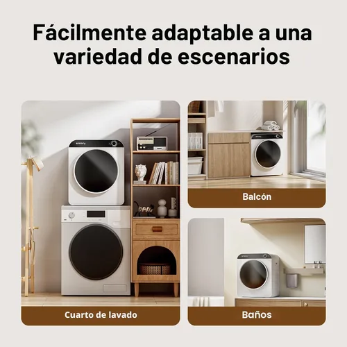 Vista 5 de Secadora de ropa portátil de 120 V, 830 W, compacta, máquina eléctrica de 2.0 pies cúbicos para espacios pequeños, apartamentos, casas rodantes