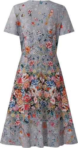 Vista 5 de ZEFOTIM Vestidos de verano para mujer 2023 de manga cortasin mangas, floral, cuello en V, vestido por debajo de la rodilla, vestidos casuales fluidos