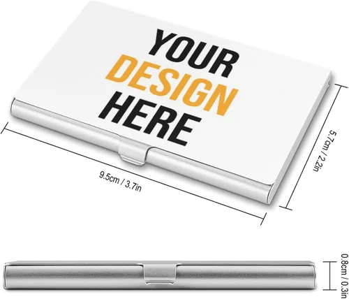 Vista 2 de Funda personalizada para tarjetas de presentación, diseño personalizado para añadir texto/imagen/logotipo, tarjetero de aluminio delgado