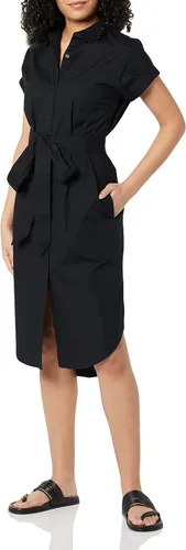 Vista 4 de Tienda Essentials Vestido camisero de manga corta con botones frontales y cinturón para mujer