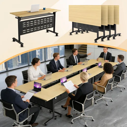 Vista 18 de Paquete de 4 mesas de conferencias plegables, mesa de entrenamiento modular Gris hierro profundo