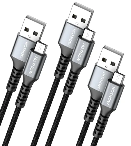 Vista 7 de Cable micro USB corto de 0.5 pies [3 unidades], cable cargador Android de alta velocidad USB2.0 de 6 pulgadas 5V3A, de nailon trenzado, de carga
