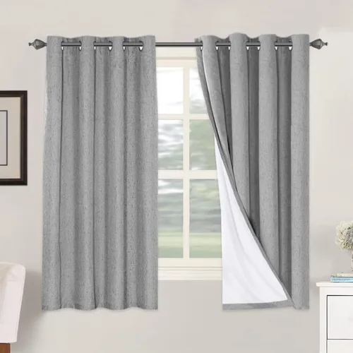 Vista 254 de H.VERSAILTEX Cortinas 100% opacas con aislamiento térmico, texturizadas, de lino, con bloqueo completo de calor y luz, para sala de estar y Negro