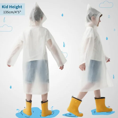 Vista 7 de Opret 2 impermeables para adultos + 2 impermeables para niños, color blanco