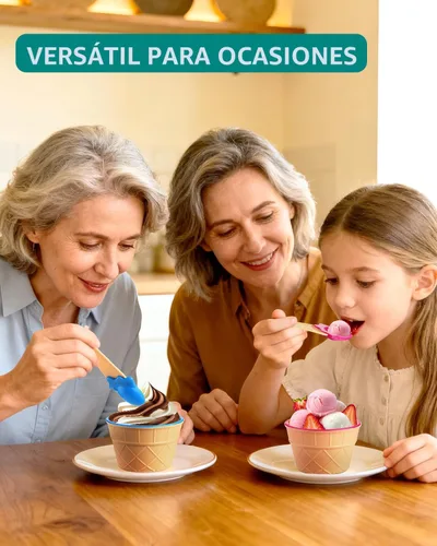 Vista 6 de Juego de 12 cuencos y cucharas de helado de plástico para regalo de fiesta