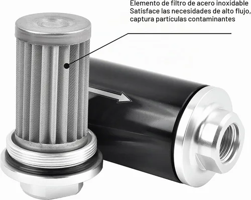 Vista 4 de EVIL ENERGY Filtro de combustible en línea de 30 micrones con adaptador 6AN 8AN 10AN y abrazadera de abrazadera 60MM universal