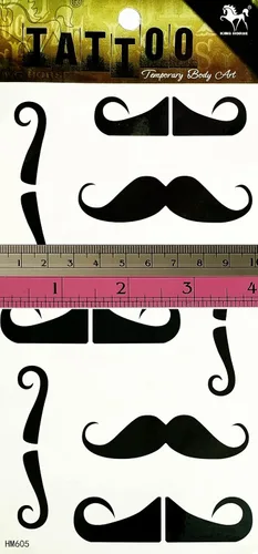 Vista 2 de Bigote negro tatuajes temporales 3D para hombres mujeres artes bigote dibujos animados etiqueta pintura cuerpo sexy fiesta suministros diseño