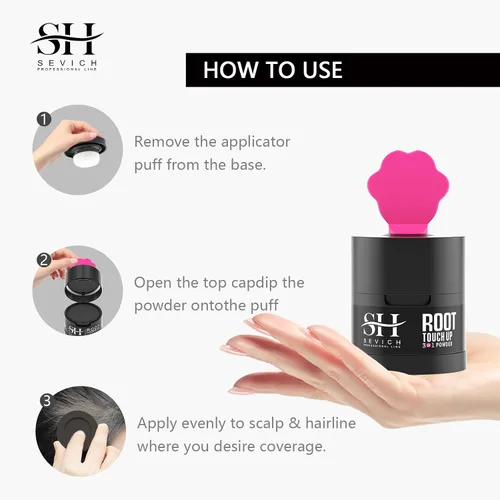 Vista 6 de Polvo para Línea de Cabello Sevich 2.0, Oculta Instantáneamente la Pérdida de Cabello, Polvo para Toque de Raíces, Sombra de Cabello para Mujeres