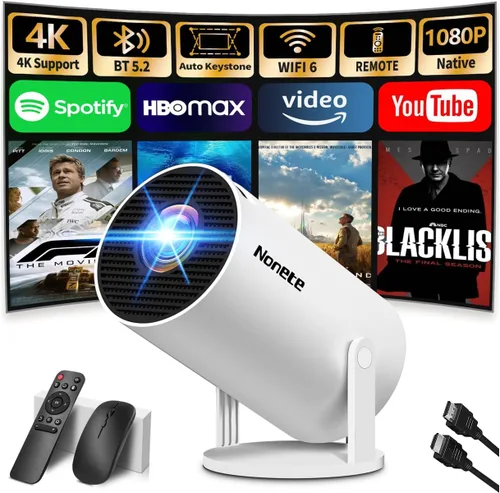 Vista 11 de [Proyector 2026 actualizado] Mini proyector compatible con 4K 1080P Keystone automático 270° giratorio con WiFi 6 y Bluetooth 5.2 proyector portátil