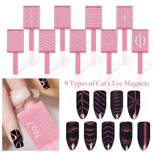 Vista 2 de 13 piezas de imanes para uñas con efecto ojo de gato, súper imanes magnéticos para uñas, imanes de gel para uñas con efecto ojo de gato 3D, varita