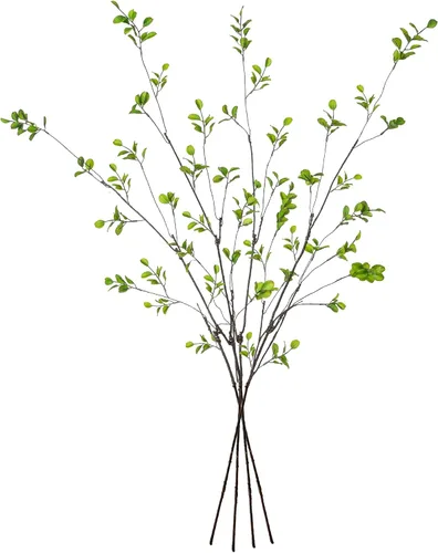 Vista 13 de Plantas artificiales vegetación, tallos de eucalipto, ramas para decoración del hogar, hojas de ficus rústicas sintéticas florales para mesa