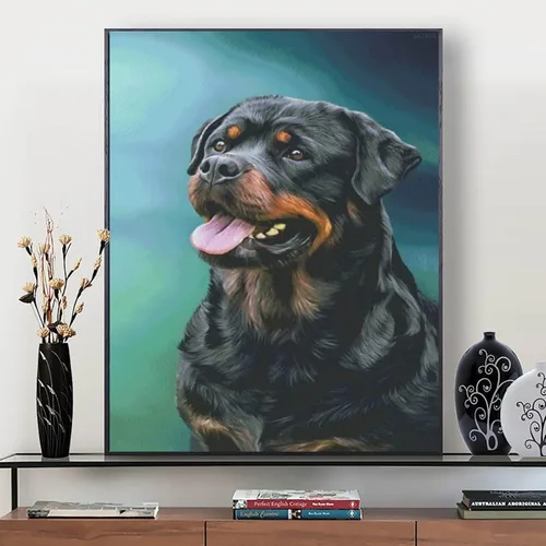 Vista 3 de QAZWSX Kits de pintura de diamantes, kits de pintura de diamantes 5D para adultos y niños, lindo rottweiler, arte de diamantes redondos de taladro