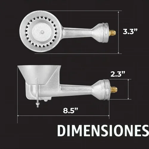 Vista 3 de GAS ONE cabeza de hornilla redonda de alta presión, de hierro fundido, con orificio de ajuste de latón.