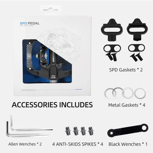 Vista 6 de MZYRH Pedal, pedales de bicicleta de montaña MTB, compatibles con doble función sellada sin clipless de aluminio 9/16 pulgadas, plataforma plana
