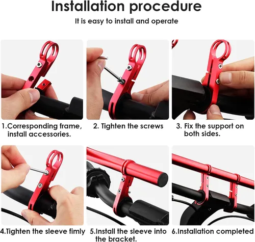 Vista 6 de Manillar de bicicleta, extensor de manillar de bicicleta de 11.8 pulgadas, soporte multifuncional de aleación de aluminio, extensión de soporte