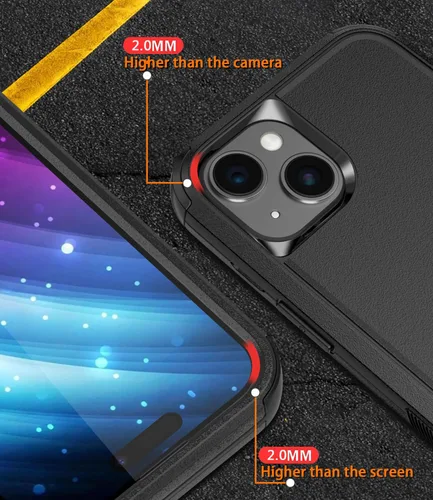 Vista 5 de Diverbox Funda para iPhone 15 Plus [a prueba de golpes] [a prueba de caídas] [protector de pantalla de vidrio templado], funda de protección