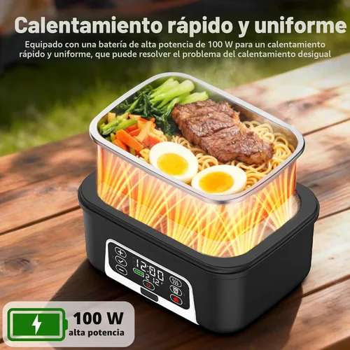 Vista 3 de Lonchera eléctrica inalámbrica XL de 6.3 tazas para adultos, 20000 mAh recargable alimentada por batería inteligente para hombres y mujeres