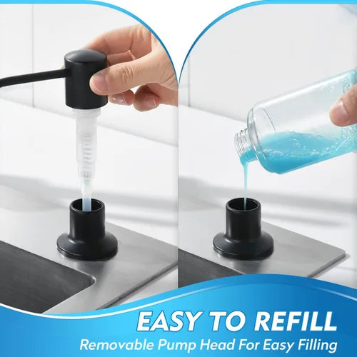 Vista 3 de CREA Dispensador de jabón para platos para fregadero de cocina, juego de dispensador de jabón de cocina integrado con tubo de 39 pulgadas, botella