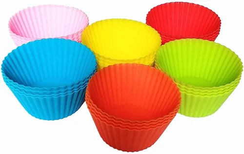 Vista 2 de Xindejia Juego de 24 moldes de silicona para hornear muffins, cupcakes