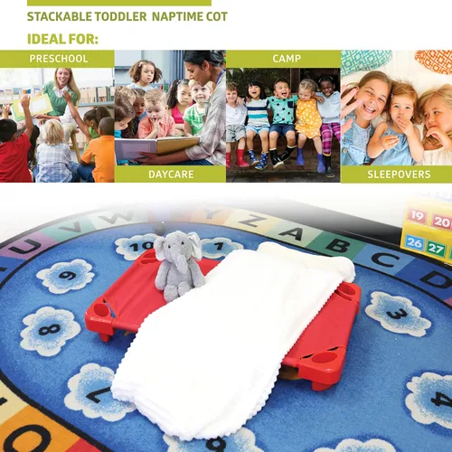 Vista 6 de Pearington Cuna apilable para niños pequeños, color rojo (juego de 5)