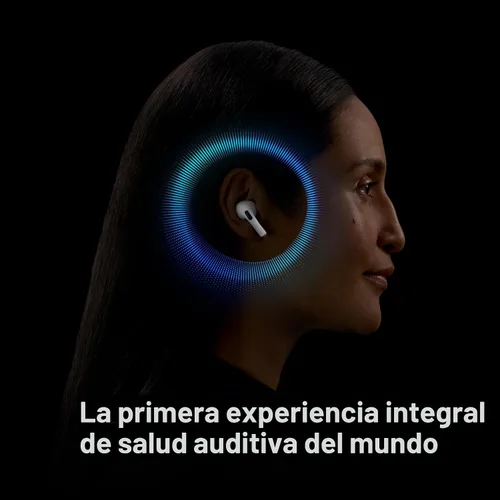Vista 5 de Apple AirPods Pro 2 auriculares inalámbricos, cancelación activa de ruido, función de ayuda auditiva, auriculares Bluetooth, transparencia, audio