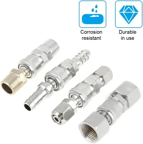 Vista 4 de Conector rápido para manguera de compresor, accesorio de manguera neumática, 8 piezas de conector de manguera, BSP 1/2 pulgada, manguera