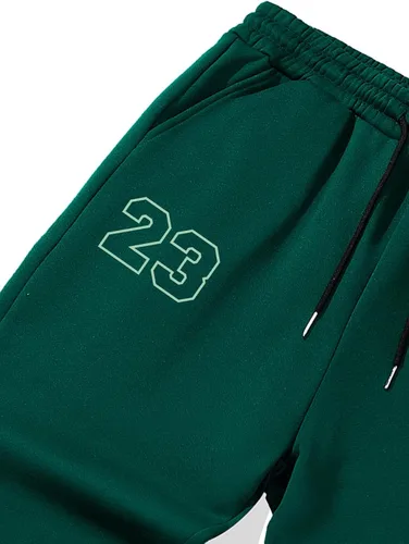 Vista 5 de GORGLITTER Pantalones deportivos con estampado de letras y números para hombre, pantalones deportivos con cordón en la cintura