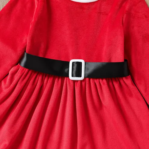 Vista 5 de Kids Toddler Baby Girls Autumn Winter Christmas Fleece Cotton Long Sleeve Princess Dress Dress Girls