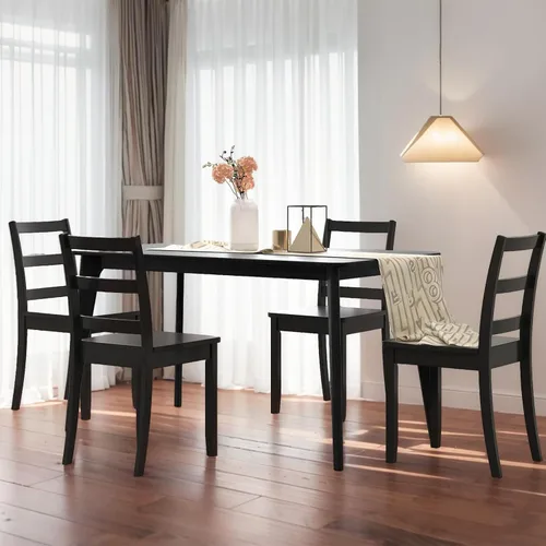 Vista 8 de ERGOMASTER Juego de 4 sillas de comedor de madera, sillas de cocina de madera sin brazos con respaldo, sillas laterales de restaurante para estudio