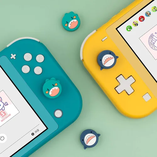 Vista 7 de GeekShare 4PCS Cute Shark Thumb Grip CapsSoft Silicone Joystick Cover Compatible with Nintendo Switch OLED Switch Lite