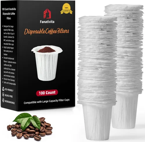 Vista 8 de Fanativita Filtros de café desechables (2.1 pulgadas de alto) para My K-Cup, K-Carafe, Cuisinart SS-RFC y otras tazas de filtro reutilizables