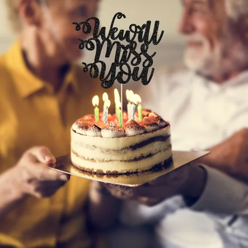 Vista 5 de 1 paquete de decoración para tartas con purpurina de corazón de buena suerte para cambio de trabajo, despedida de jubilación, graduación, temática