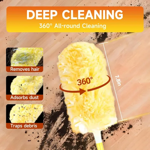 Vista 3 de Recambios de plumero compatibles con asas Swiffer, 100 unidades, 1 mango Heavy Duty Fluffy Microfiber,Disposable Dusting Pads for Cleaning Blinds