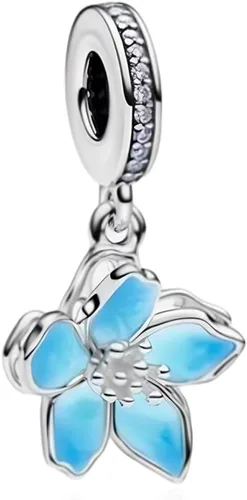 Vista 30 de Abalorios de plata de ley 925 para pulseras, dijes de amor y corazón, flor de cerezo, joyería para mujer