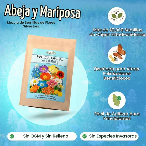 Vista 2 de Mezcla de semillas de flores silvestres Bee & Butterfly, 30,000 semillas