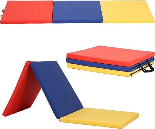 Vista 9 de PayLessHere Esterilla de gimnasia plegable para hacer rodadas, estirar, yoga y artes, piel sintética gruesa, para interiores y exteriores