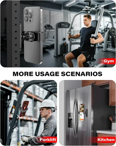 Vista 8 de APPS2Car [Paquete de 2] Soporte magnético para teléfono de gimnasio, ajustable en 360°, compatible con teléfonos inteligentes de 4.7 a 6.5 pulgadas