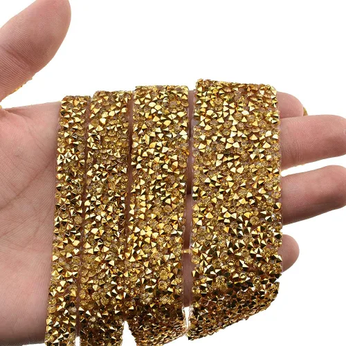 Vista 12 de Hahiyo Cinta de diamantes de imitación de cristal, pegamento térmico, reutilizable, elástico, rollo de malla brillante, 1 yarda, palo de planchar