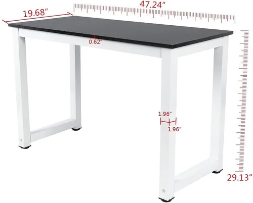 Vista 3 de G-PLUS Escritorio para computadora, mesa de trabajo resistente para oficina en casa, mesa de estudio de juegos simple de estilo moderno en blanco