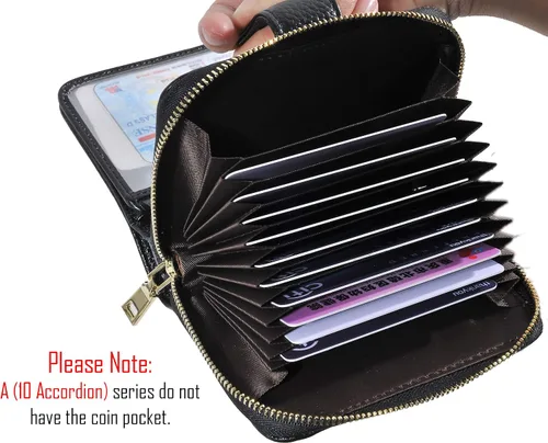 Vista 5 de Beurlike billetera de cuero, con tarjetero con bloqueo RFID, organizador, billetera segura para mujer