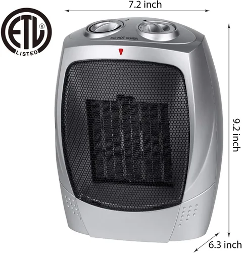 Vista 5 de GiveBest - Calentadores de espacio portátiles para uso en interiores, calentador eléctrico pequeño de cerámica para dormitorio u oficina, de 1500
