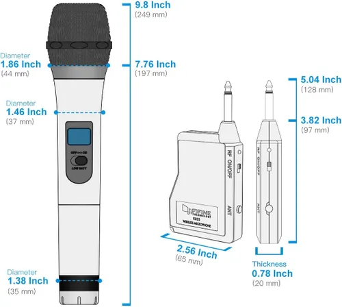 Vista 8 de Micrófono Inalámbrico, Micrófono Dinámico de Mano Sistema de Micrófono Inalámbrico para Noches de Karaoke y Fiestas en Casa para Divertirse Sobre