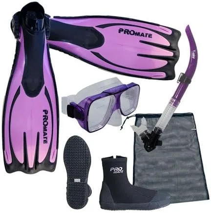 Vista 3 de PROMATE Juego de bolsas de equipo de buceo con máscara de snorkel, botas de snorkel, aletas