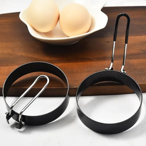 Vista 6 de 3 anillos redondos de tortilla de acero inoxidable, moldes antiadherentes