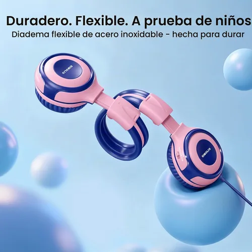 Vista 8 de SIMOLIO Auriculares para niños con 75 dB, 85 dB, 94 dB de volumen limitado y compartido, auriculares para niñas con micrófono, auriculares duraderos