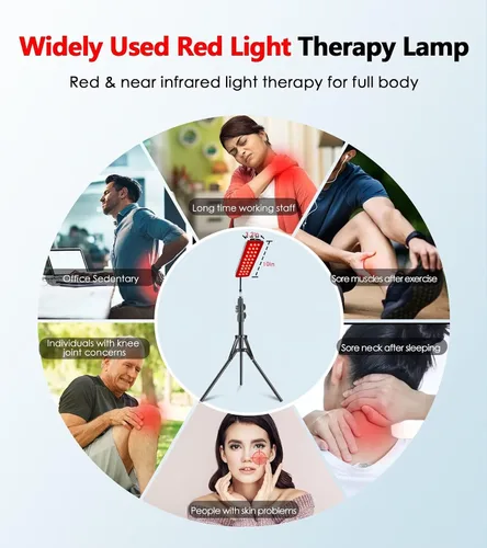 Vista 2 de Lámpara de Terapia de Luz Roja, Terapia de Luz Infrarroja con Soporte - Dispositivo de Luz Roja de 660nm y Luz Infrarroja Cercana de 850nm