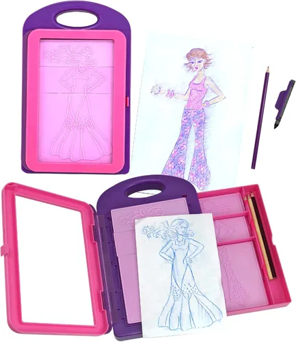 Vista 4 de Kit de actividad Melissa & Doug, diseño de moda arte, 9 Platos doble cara sobar, 4 lápices, crayón