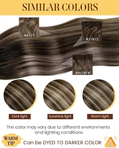 Vista 95 de 【Descuento】Hetto - Extensiones de cabello con cinta adhesiva, 40g, extensiones de cabello humano, color rubio ceniza oscuro degradado a rubio medio