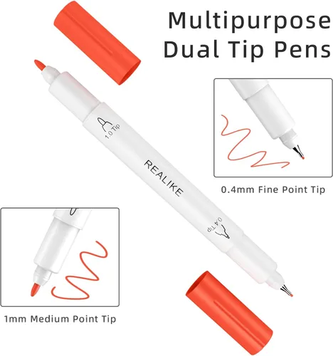 Vista 5 de REALIKE Bolígrafos infusibles de doble punta compatibles con Cricut Joy/Xtra, juego de 36 marcadores de sublimación (punta de 0.4 y punta 1.0)