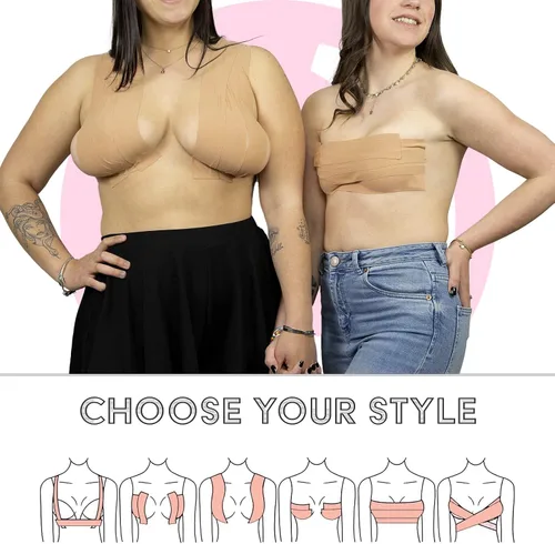 Vista 6 de UbyFit Cinta de pecho transpirable Cinta corporal instantánea para levantamiento de senos para copa A-E, cinta autoadhesiva para realzar cualquier